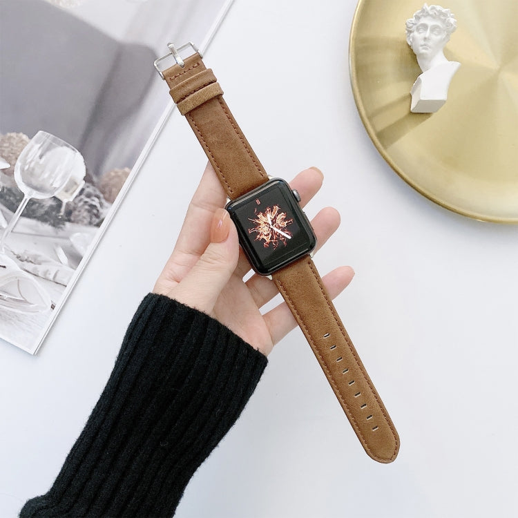 Crazy Horse Texture + Flat Texture Leather Replacement Watchbands For Apple Watch Series 6 & SE & 5 & 4 40mm / 3 & 2 & 1 38mm, For Apple Watch Series 7 41mm / 6 & SE & 5 & 4 40mm / 3 & 2 & 1 38mm                                                         ...