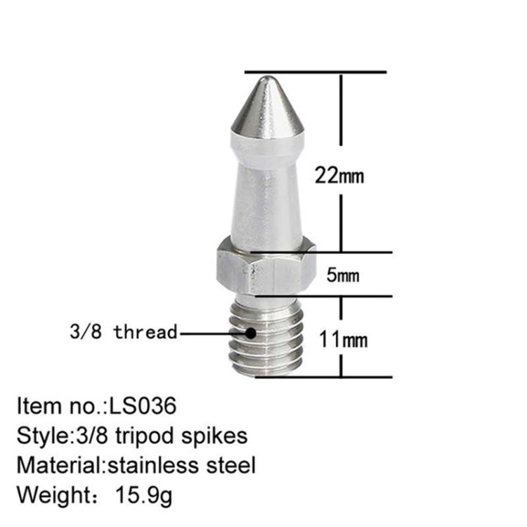 BEXIN LS036 2PCS Stainless Steel 3/8 inch Feet Screws For SLR Tripod, LS036