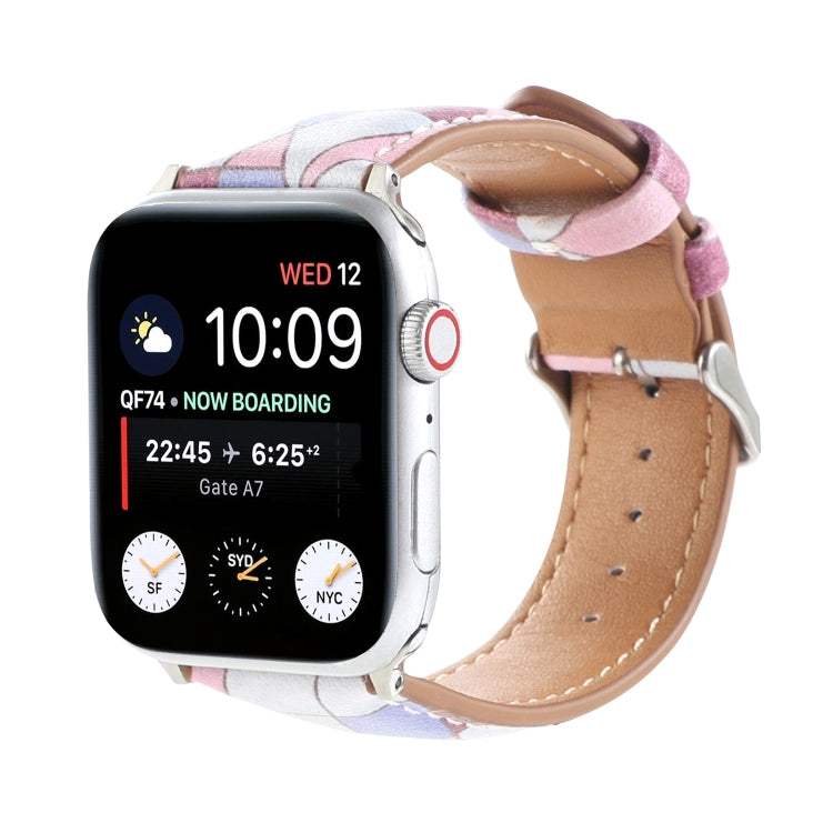 Marble Ethnic Style Printed Leather Watchband For Apple Watch Series 6 & SE &, 5 & 4 44mm / 3 & 2 & 1 42mm, 5 & 4 40mm / 3 & 2 & 1 38mm