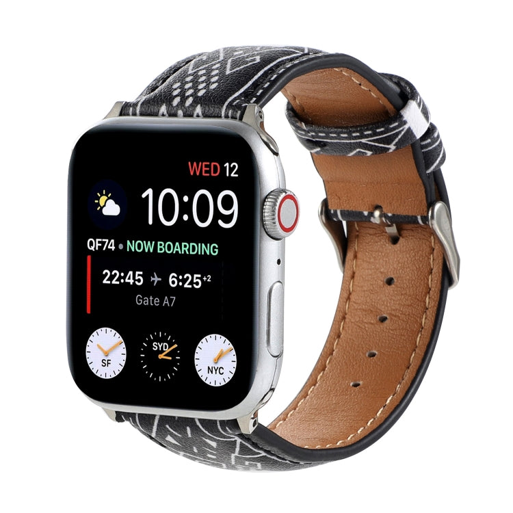 Marble Ethnic Style Printed Leather Watchband For Apple Watch Series 6 & SE &, 5 & 4 44mm / 3 & 2 & 1 42mm, 5 & 4 40mm / 3 & 2 & 1 38mm