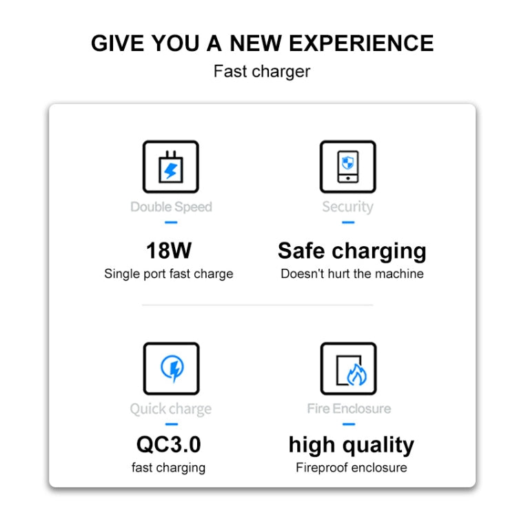 WK WP-U57 18W Speed QC3.0 Fast Charger + USB to Type-C / USB-C Data Cable, US Plug