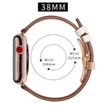 Genuine Leather + Butterfly Rose Gold Buckle Replacement Watchbands For Apple Watch Series 6 & SE & 5 & 4 40mm / 3 & 2 & 1 38mm, Rose Gold Buckle For Apple Watch Series 7 41mm / 6 & SE & 5 & 4 40mm / 3 & 2 & 1 38mm                                      ...