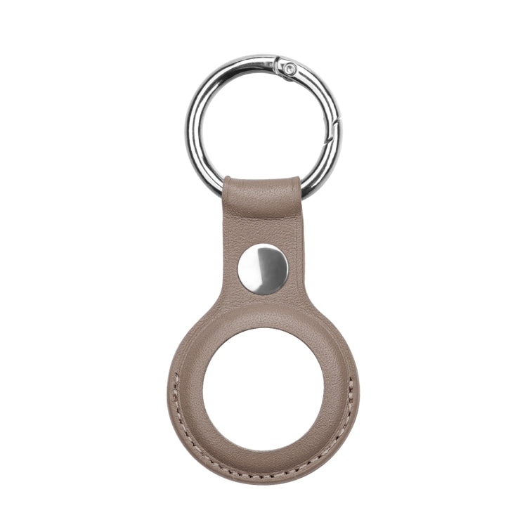 Anti-scratch Top-layer Cowhide Leather Case Cover with Switchable Keychain Ring for AirTag 2nd Gen / AirTag 1st Gen