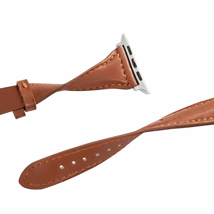 Universal T-shaped Thin Leather Watch Strap, For Apple Watch Series 7 45mm / 6 & SE & 5 & 4 44mm / 3 & 2 & 1 42mm, For Apple Watch Series 7 41mm / 6 & SE & 5 & 4 40mm / 3 & 2 & 1 38mm                                                                     ...