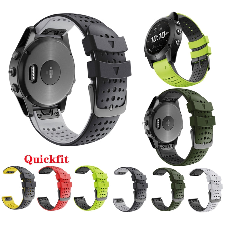 For Garmin Fenix 6 Two-color Silicone Round Hole Quick Release Replacement Strap Watchband, For Garmin Fenix 6