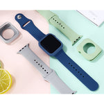 Silicone Replacement Strap Watchband + Watch Protective Case Set, For Apple Watch Series 9 / 8 / 7 41mm, For Apple Watch Series 9 / 8 / 7 45mm