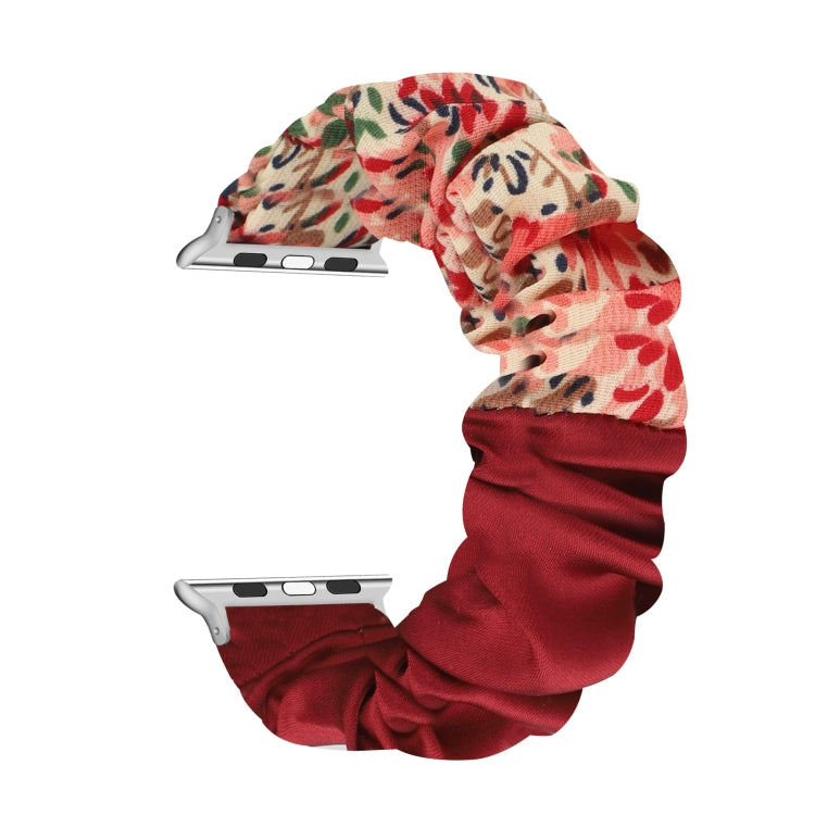 Butterfly Pattern Hair Ring Cloth Watch Strap, For Apple Watch Ultra 49mm / Series 8&7 45mm / SE 2&6&SE&5&4 44mm / 3&2&1 42mm, For Apple Watch Series 8&7 41mm / SE 2&6&SE&5&4 40mm / 3&2&1 38mm                                                            ...