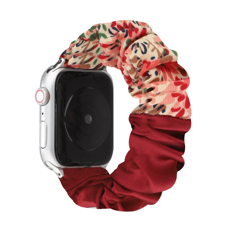 Butterfly Pattern Hair Ring Cloth Watch Strap, For Apple Watch Ultra 49mm / Series 8&7 45mm / SE 2&6&SE&5&4 44mm / 3&2&1 42mm, For Apple Watch Series 8&7 41mm / SE 2&6&SE&5&4 40mm / 3&2&1 38mm                                                            ...