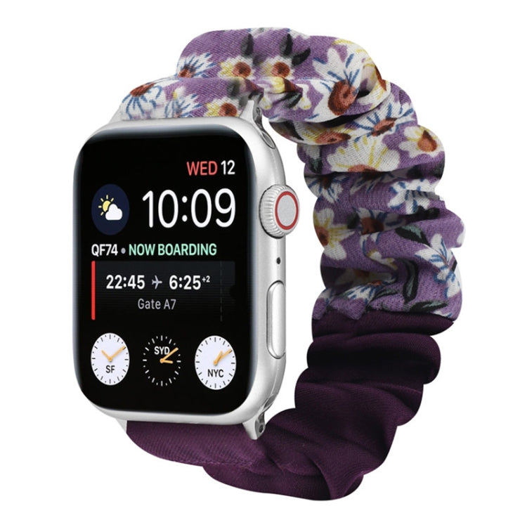 Butterfly Pattern Hair Ring Cloth Watch Strap, For Apple Watch Ultra 49mm / Series 8&7 45mm / SE 2&6&SE&5&4 44mm / 3&2&1 42mm, For Apple Watch Series 8&7 41mm / SE 2&6&SE&5&4 40mm / 3&2&1 38mm                                                            ...