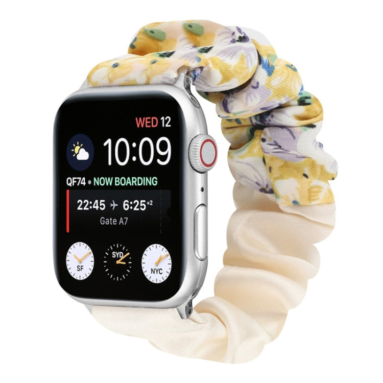 Butterfly Pattern Hair Ring Cloth Watch Strap, For Apple Watch Ultra 49mm / Series 8&7 45mm / SE 2&6&SE&5&4 44mm / 3&2&1 42mm, For Apple Watch Series 8&7 41mm / SE 2&6&SE&5&4 40mm / 3&2&1 38mm                                                            ...