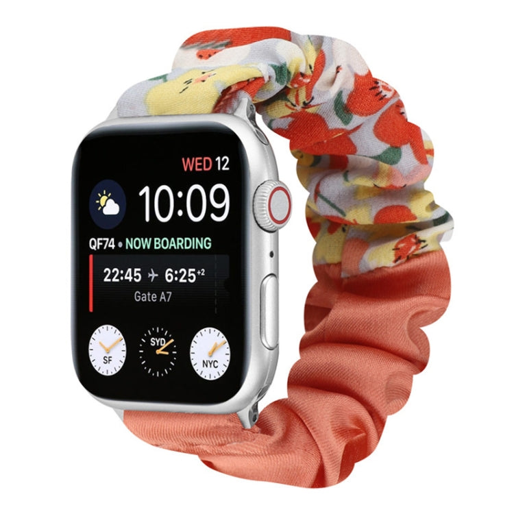 Butterfly Pattern Hair Ring Cloth Watch Strap, For Apple Watch Ultra 49mm / Series 8&7 45mm / SE 2&6&SE&5&4 44mm / 3&2&1 42mm, For Apple Watch Series 8&7 41mm / SE 2&6&SE&5&4 40mm / 3&2&1 38mm                                                            ...