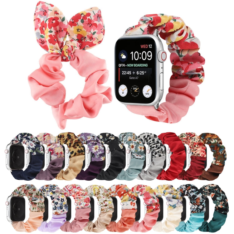 Butterfly Pattern Hair Ring Cloth Watch Strap, For Apple Watch Ultra 49mm / Series 8&7 45mm / SE 2&6&SE&5&4 44mm / 3&2&1 42mm, For Apple Watch Series 8&7 41mm / SE 2&6&SE&5&4 40mm / 3&2&1 38mm                                                            ...
