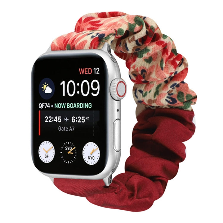 Butterfly Pattern Hair Ring Cloth Watch Strap, For Apple Watch Ultra 49mm / Series 8&7 45mm / SE 2&6&SE&5&4 44mm / 3&2&1 42mm, For Apple Watch Series 8&7 41mm / SE 2&6&SE&5&4 40mm / 3&2&1 38mm                                                            ...