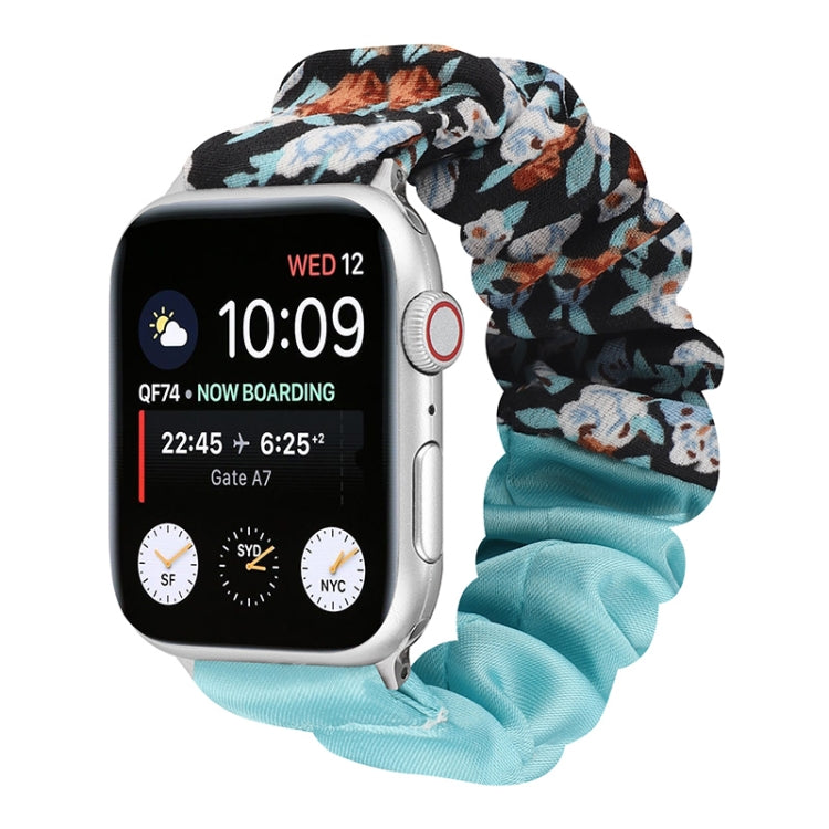 Butterfly Pattern Hair Ring Cloth Watch Strap, For Apple Watch Ultra 49mm / Series 8&7 45mm / SE 2&6&SE&5&4 44mm / 3&2&1 42mm, For Apple Watch Series 8&7 41mm / SE 2&6&SE&5&4 40mm / 3&2&1 38mm                                                            ...