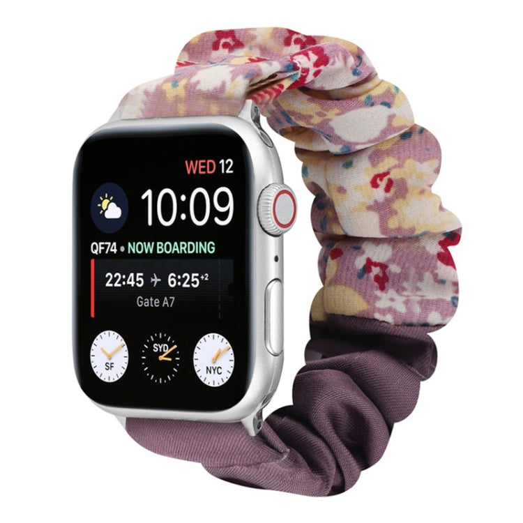 Butterfly Pattern Hair Ring Cloth Watch Strap, For Apple Watch Ultra 49mm / Series 8&7 45mm / SE 2&6&SE&5&4 44mm / 3&2&1 42mm, For Apple Watch Series 8&7 41mm / SE 2&6&SE&5&4 40mm / 3&2&1 38mm                                                            ...