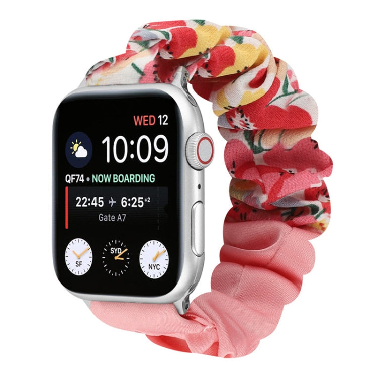 Butterfly Pattern Hair Ring Cloth Watch Strap, For Apple Watch Ultra 49mm / Series 8&7 45mm / SE 2&6&SE&5&4 44mm / 3&2&1 42mm, For Apple Watch Series 8&7 41mm / SE 2&6&SE&5&4 40mm / 3&2&1 38mm                                                            ...