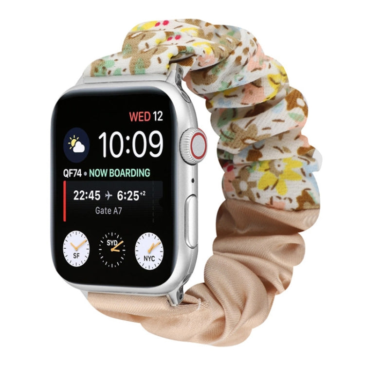 Butterfly Pattern Hair Ring Cloth Watch Strap, For Apple Watch Ultra 49mm / Series 8&7 45mm / SE 2&6&SE&5&4 44mm / 3&2&1 42mm, For Apple Watch Series 8&7 41mm / SE 2&6&SE&5&4 40mm / 3&2&1 38mm                                                            ...