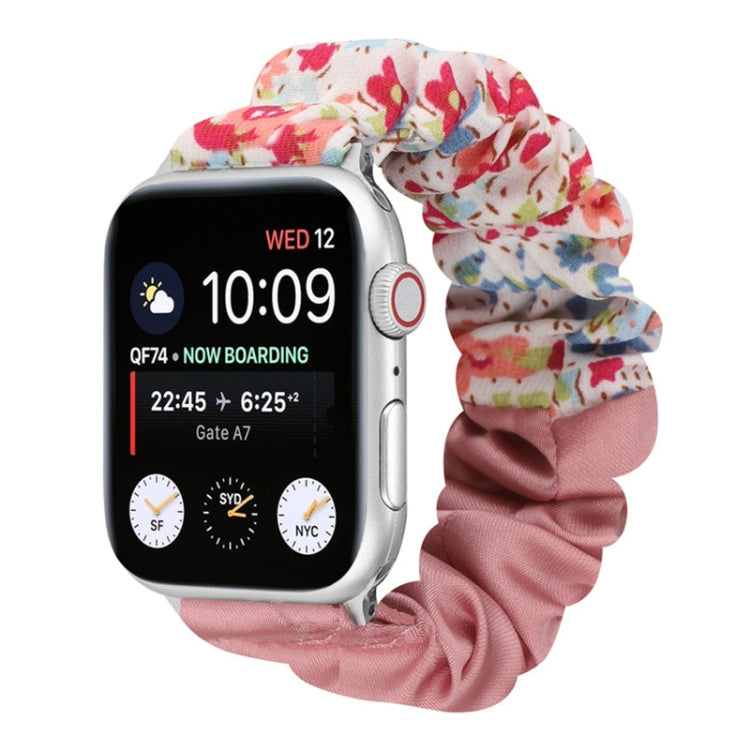 Butterfly Pattern Hair Ring Cloth Watch Strap, For Apple Watch Ultra 49mm / Series 8&7 45mm / SE 2&6&SE&5&4 44mm / 3&2&1 42mm, For Apple Watch Series 8&7 41mm / SE 2&6&SE&5&4 40mm / 3&2&1 38mm                                                            ...