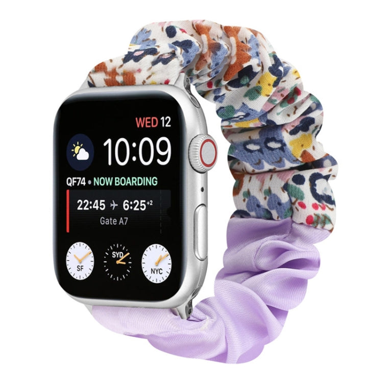 Butterfly Pattern Hair Ring Cloth Watch Strap, For Apple Watch Ultra 49mm / Series 8&7 45mm / SE 2&6&SE&5&4 44mm / 3&2&1 42mm, For Apple Watch Series 8&7 41mm / SE 2&6&SE&5&4 40mm / 3&2&1 38mm                                                            ...