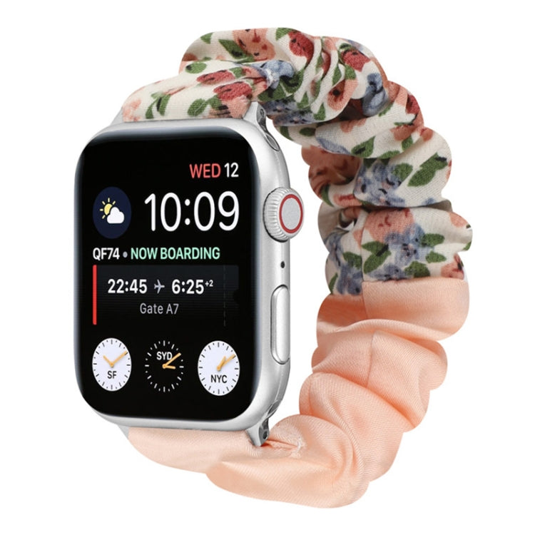 Butterfly Pattern Hair Ring Cloth Watch Strap, For Apple Watch Ultra 49mm / Series 8&7 45mm / SE 2&6&SE&5&4 44mm / 3&2&1 42mm, For Apple Watch Series 8&7 41mm / SE 2&6&SE&5&4 40mm / 3&2&1 38mm                                                            ...