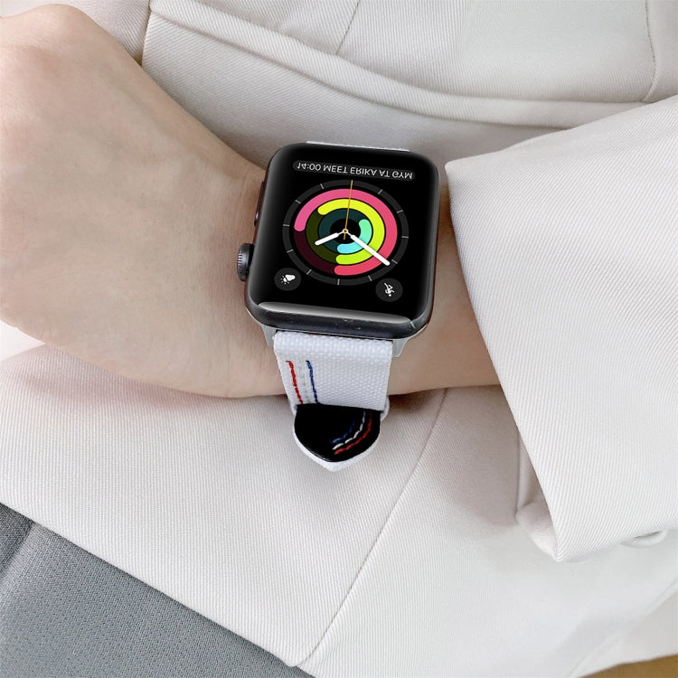 Three Lines Canvas Replacement Strap Watchband, For Apple Watch Series 7  41mm / & 6 & SE & 5 & 4 40mm, For Apple Watch Series  7  45mm / & 6 & SE & 5 & 4 44mm