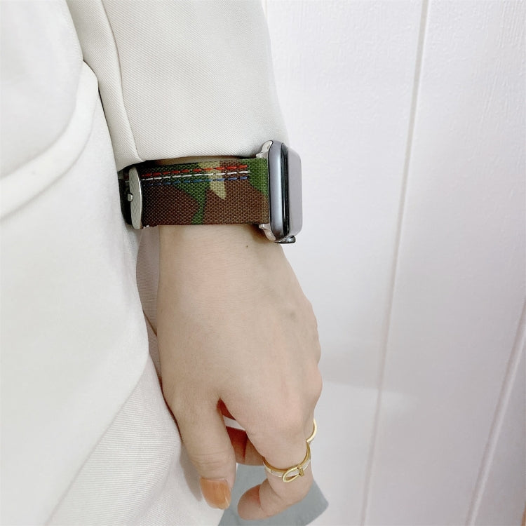 Three Lines Canvas Replacement Strap Watchband, For Apple Watch Series 7  41mm / & 6 & SE & 5 & 4 40mm, For Apple Watch Series  7  45mm / & 6 & SE & 5 & 4 44mm