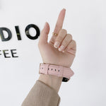 Sewing Thread Lychee Texture Leather Replacement Watchbands, For Apple Watch Ultra 49mm / Series 8&7 45mm / SE 2&6&SE&5&4 44mm / 3&2&1 42mm, For Series 7 41mm / 6 & SE & 5 & 4 40mm / 3 & 2 & 1 38mm