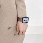 Sewing Thread Lychee Texture Leather Replacement Watchbands, For Apple Watch Ultra 49mm / Series 8&7 45mm / SE 2&6&SE&5&4 44mm / 3&2&1 42mm, For Series 7 41mm / 6 & SE & 5 & 4 40mm / 3 & 2 & 1 38mm