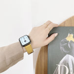 Sewing Thread Lychee Texture Leather Replacement Watchbands, For Apple Watch Ultra 49mm / Series 8&7 45mm / SE 2&6&SE&5&4 44mm / 3&2&1 42mm, For Series 7 41mm / 6 & SE & 5 & 4 40mm / 3 & 2 & 1 38mm