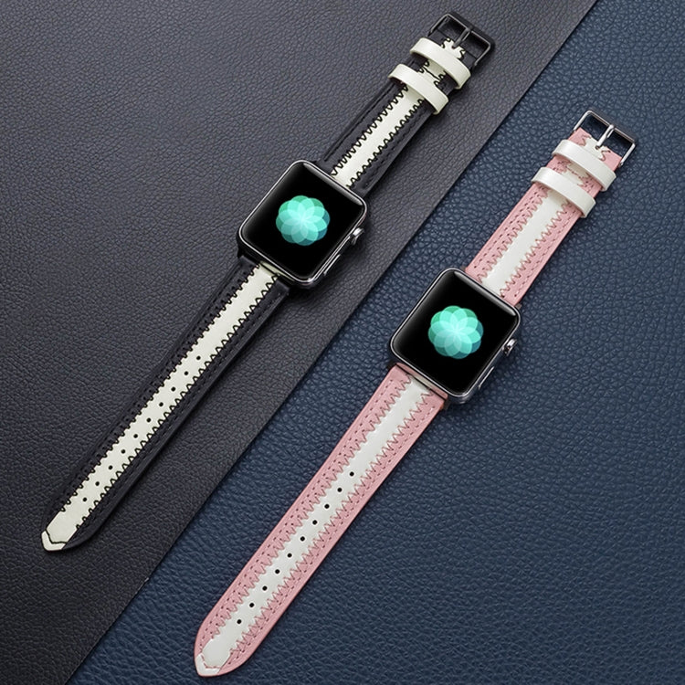 Cowhide Leather Luminous Replacement Strap Watchband, For Apple Watch Series 7  41mm / & 6 & SE & 5 & 4 40mm, For Apple Watch Series  7  45mm / & 6 & SE & 5 & 4 44mm