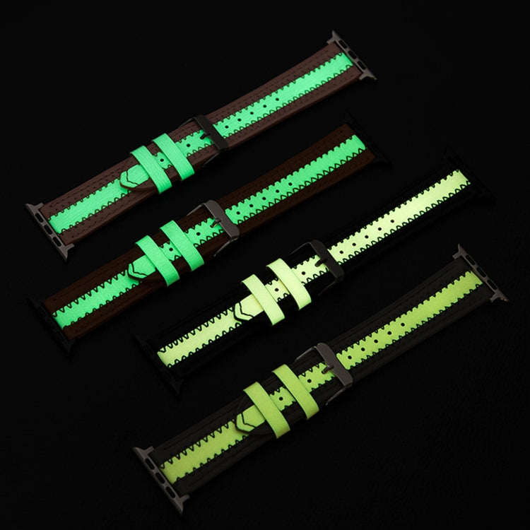 Cowhide Leather Luminous Replacement Strap Watchband, For Apple Watch Series 7  41mm / & 6 & SE & 5 & 4 40mm, For Apple Watch Series  7  45mm / & 6 & SE & 5 & 4 44mm