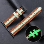 Cowhide Leather Luminous Replacement Strap Watchband, For Apple Watch Series 7  41mm / & 6 & SE & 5 & 4 40mm, For Apple Watch Series  7  45mm / & 6 & SE & 5 & 4 44mm