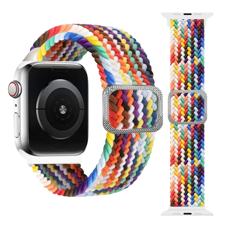 Buckle Braided Elastic Strap Watch Band For Apple Watch Series 9&8&7 41mm / SE 3&SE 2&6&SE&5&4 40mm / 3&2&1 38mm(Rainbow Color), For Apple Watch Series 8&7 41mm / SE 2&6&SE&5&4 40mm / 3&2&1 38mm                                                          ...