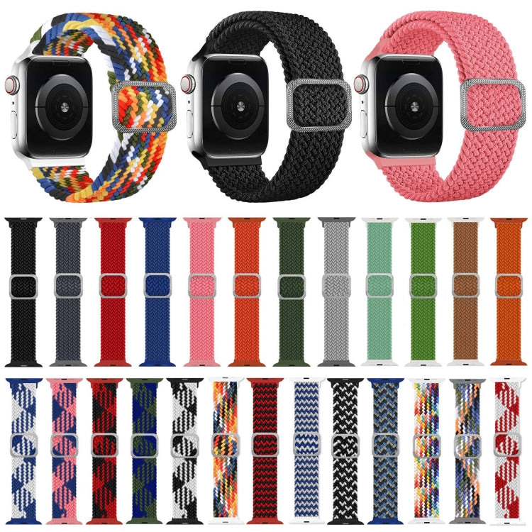 Buckle Braided Elastic Strap Watch Band For Apple Watch Series 9&8&7 41mm / SE 3&SE 2&6&SE&5&4 40mm / 3&2&1 38mm(Rainbow Color), For Apple Watch Series 7 45mm / 6 & SE & 5 & 4 44mm / 3 & 2 & 1 42mm