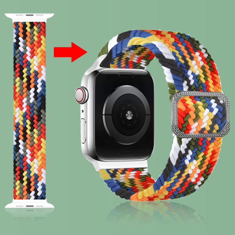 Buckle Braided Elastic Strap Watch Band For Apple Watch Series 9&8&7 41mm / SE 3&SE 2&6&SE&5&4 40mm / 3&2&1 38mm(Rainbow Color), For Apple Watch Series 7 45mm / 6 & SE & 5 & 4 44mm / 3 & 2 & 1 42mm