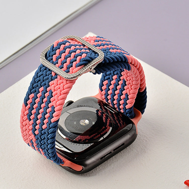 Buckle Braided Elastic Strap Watch Band For Apple Watch Series 9&8&7 41mm / SE 3&SE 2&6&SE&5&4 40mm / 3&2&1 38mm(Rainbow Color), For Apple Watch Series 7 45mm / 6 & SE & 5 & 4 44mm / 3 & 2 & 1 42mm
