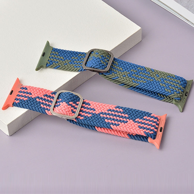 Buckle Braided Elastic Strap Watch Band For Apple Watch Series 9&8&7 41mm / SE 3&SE 2&6&SE&5&4 40mm / 3&2&1 38mm(Rainbow Color), For Apple Watch Series 7 45mm / 6 & SE & 5 & 4 44mm / 3 & 2 & 1 42mm