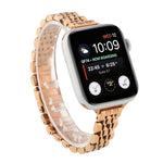 Small Waist Seven Beads Stainless Steel Strap Watchband For Apple Watch Series 6 & SE &, For Apple Watch Series 7 45mm / 6 & SE & 5 & 4 44mm / 3 & 2 & 1 42mm, For Apple Watch Series 8&7 41mm / SE 2&6&SE&5&4 40mm / 3&2&1 38mm                            ...