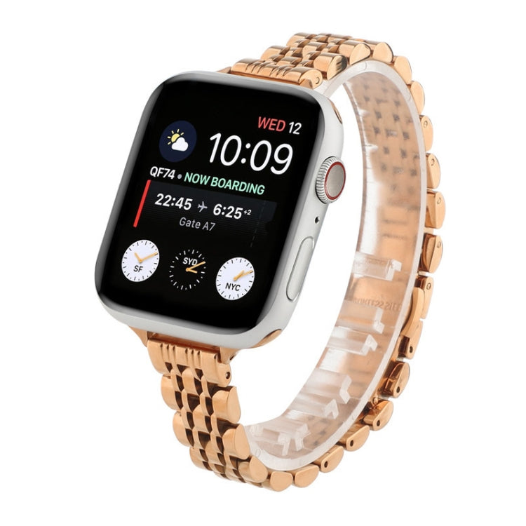 Small Waist Seven Beads Stainless Steel Strap Watchband For Apple Watch Series 6 & SE &, For Apple Watch Series 7 45mm / 6 & SE & 5 & 4 44mm / 3 & 2 & 1 42mm, For Apple Watch Series 8&7 41mm / SE 2&6&SE&5&4 40mm / 3&2&1 38mm                            ...