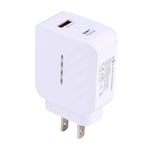 شاحن سفر سريع LZ-822A+C بقوة 20 واط بمنفذ USB-C / Type-C + USB QC 3.0، قابس الولايات المتحدة، قابس الاتحاد الأوروبي
