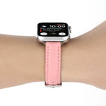 14mm Slim Genuine Leather Strap Watchband For Apple Watch Series, 7 45mm / 6 & SE & 5 & 4 44mm / 3 & 2 & 1 42mm, 7 41mm / 6 & SE & 5 & 4 40mm / 3 & 2 & 1 38mm