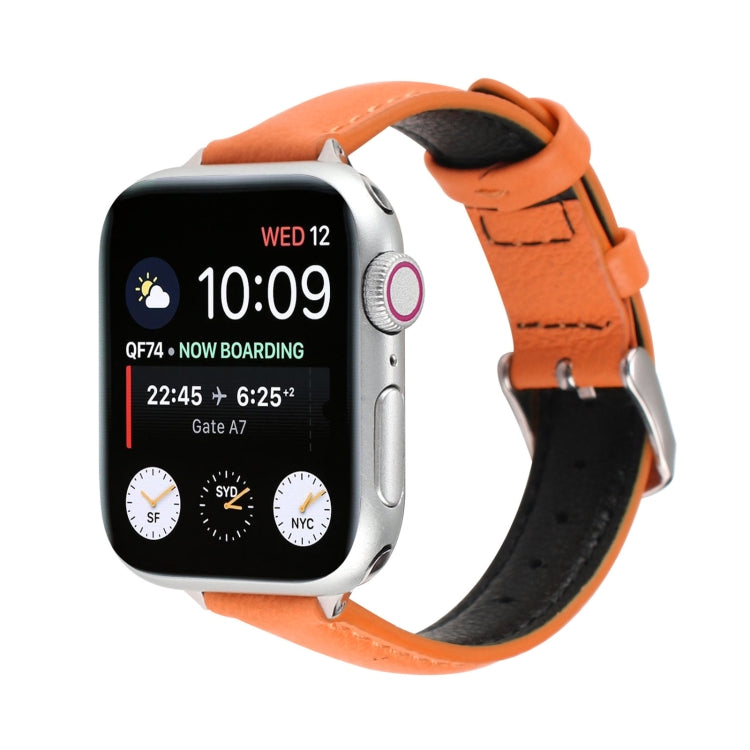 14mm Slim Genuine Leather Strap Watchband For Apple Watch Series, 7 45mm / 6 & SE & 5 & 4 44mm / 3 & 2 & 1 42mm, 7 41mm / 6 & SE & 5 & 4 40mm / 3 & 2 & 1 38mm