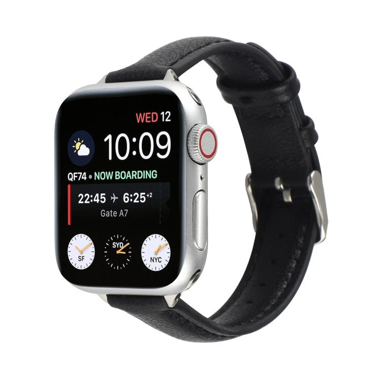 14mm Slim Genuine Leather Strap Watchband For Apple Watch Series, 7 45mm / 6 & SE & 5 & 4 44mm / 3 & 2 & 1 42mm, 7 41mm / 6 & SE & 5 & 4 40mm / 3 & 2 & 1 38mm