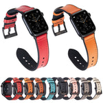 Crazy Horse Texture Leather Replacement Watchbands For Apple Watch Series, 7 45mm / 6 & SE & 5 & 4 44mm / 3 & 2 & 1 42mm, 7 41mm / 6 & SE & 5 & 4 40mm / 3 & 2 & 1 38mm