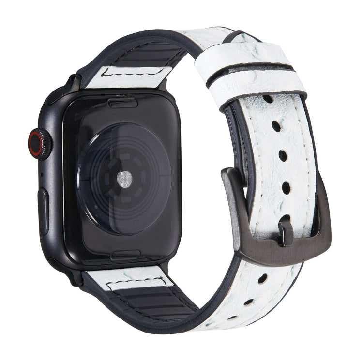 Ostrich Texture Leather Replacement Watchbands For Apple Watch Series, 7 45mm / 6 & SE & 5 & 4 44mm / 3 & 2 & 1 42mm, 7 41mm / 6 & SE & 5 & 4 40mm / 3 & 2 & 1 38mm