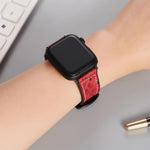 Ostrich Texture Leather Replacement Watchbands For Apple Watch Series, 7 45mm / 6 & SE & 5 & 4 44mm / 3 & 2 & 1 42mm, 7 41mm / 6 & SE & 5 & 4 40mm / 3 & 2 & 1 38mm