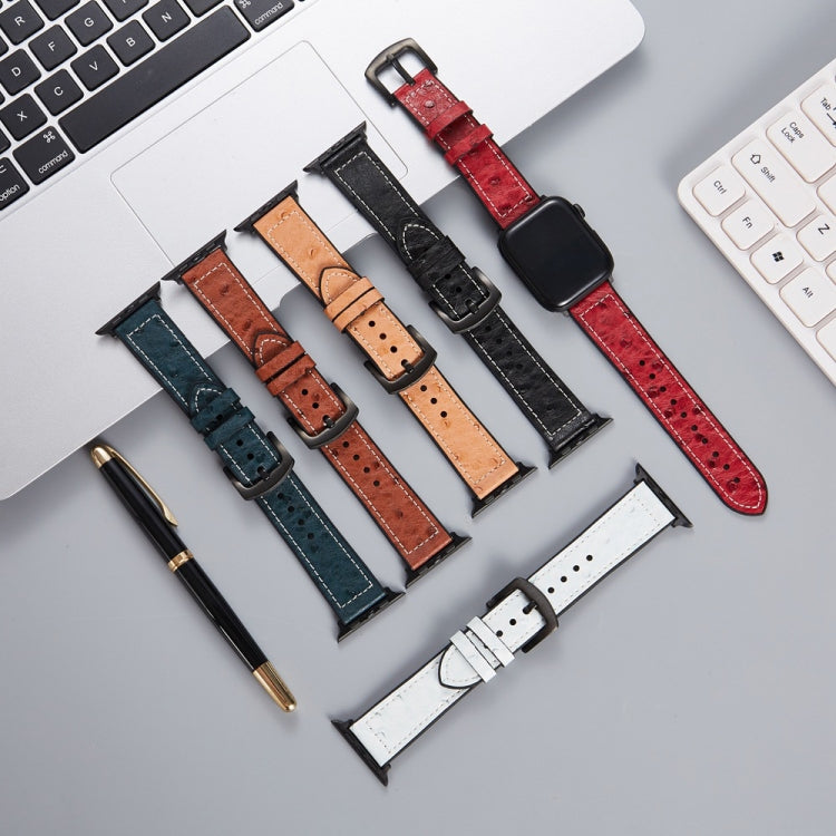 Ostrich Texture Leather Replacement Watchbands For Apple Watch Series, 7 45mm / 6 & SE & 5 & 4 44mm / 3 & 2 & 1 42mm, 7 41mm / 6 & SE & 5 & 4 40mm / 3 & 2 & 1 38mm