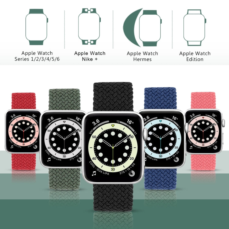 Metal Head Braided Nylon Solid Color Replacement Strap Watchband For Apple Watch Series 6 & SE & 5 & 4 40mm / 3 & 2 & 1 38mm, XS 128mm, S 135mm, M 145mm