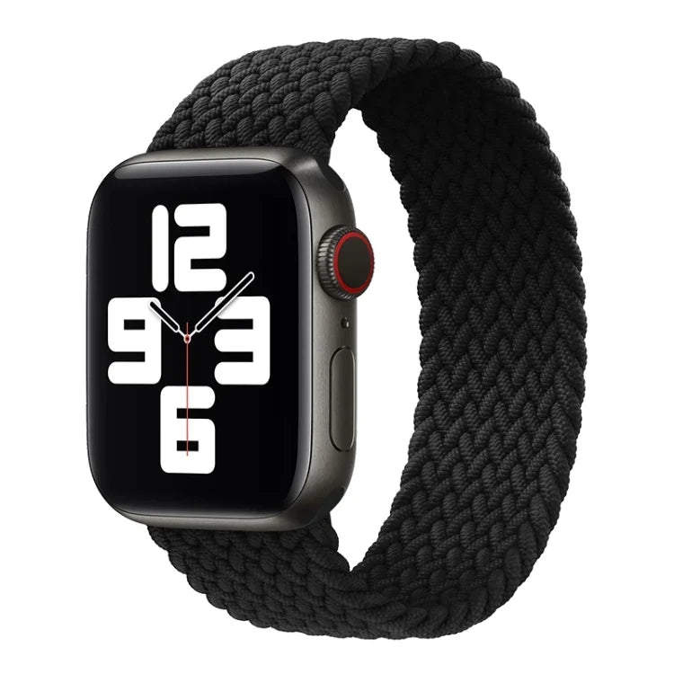 Metal Head Braided Nylon Solid Color Replacement Strap Watchband For Apple Watch Series 6 & SE & 5 & 4 44mm / 3 & 2 & 1 42mm, L 165mm