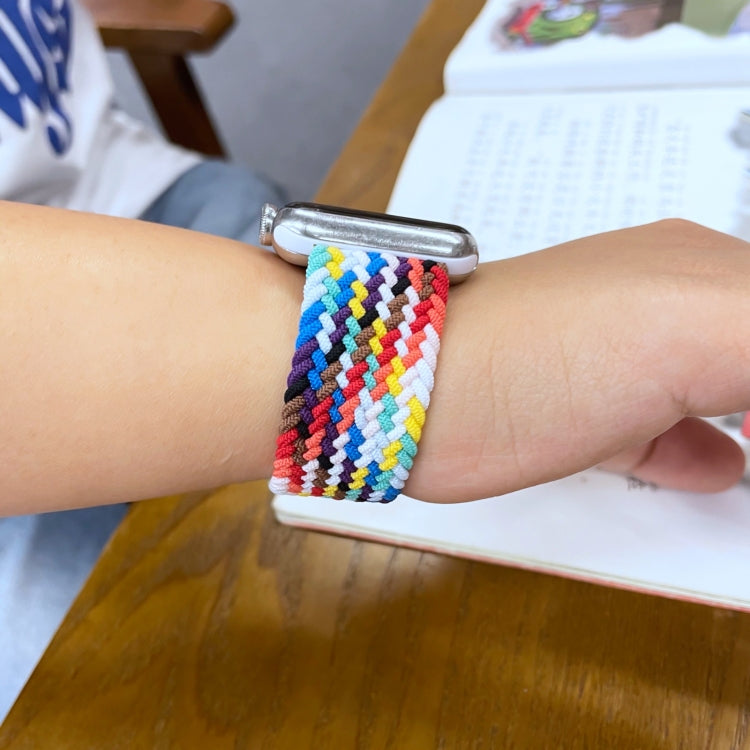 Rainbow Braided Single Loop Replacement Watchbands, Size: S 130mm For Apple Watch Series 6 & SE & 5 & 4 40mm / 3 & 2 & 1 38mm, S 130mm 40mm / 38mm